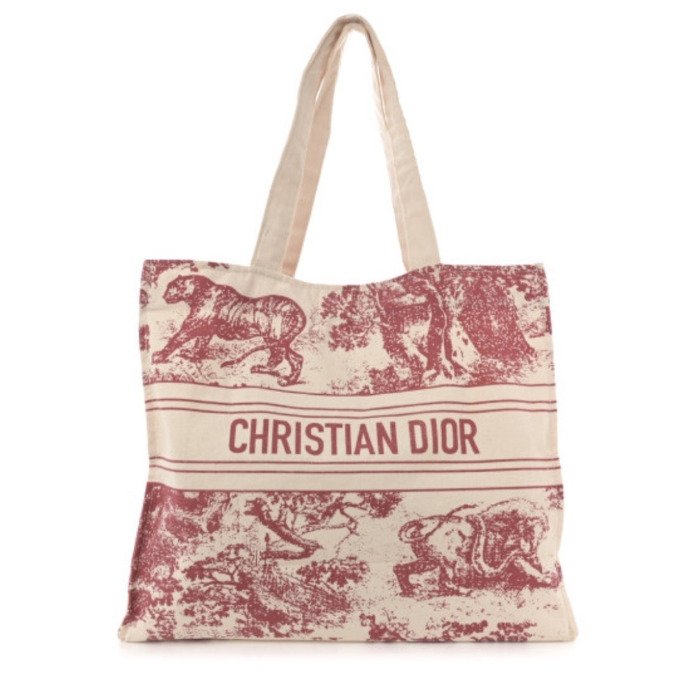 CHRISTIAN DIOR Straw Dioriviera Tote Red